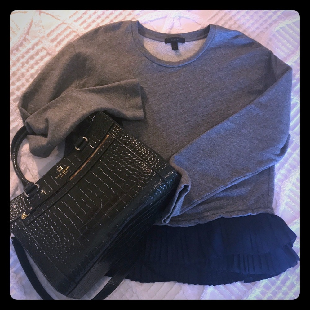 J Crew Ruffle Hem Sweatshirt